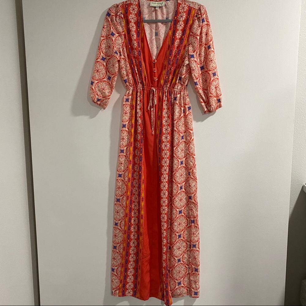 Piper & Scoot Long Floor Length Dress Coral Maxi - Picture 2 of 6